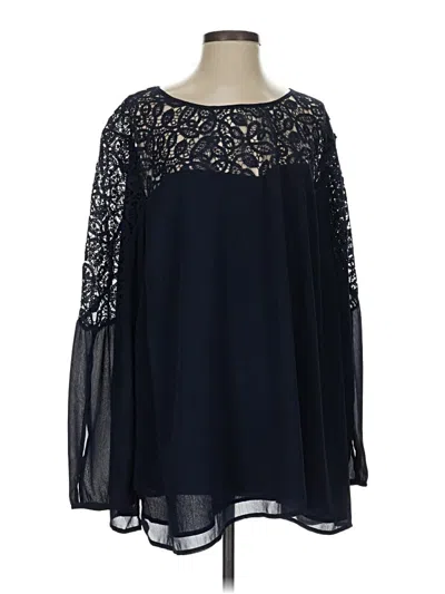Pre-owned Jessica London Long Sleeve Blouse In Blue