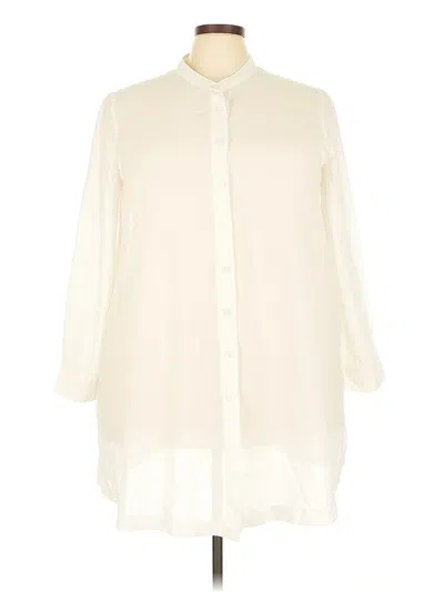 Pre-owned Jessica London Long Sleeve Blouse In White