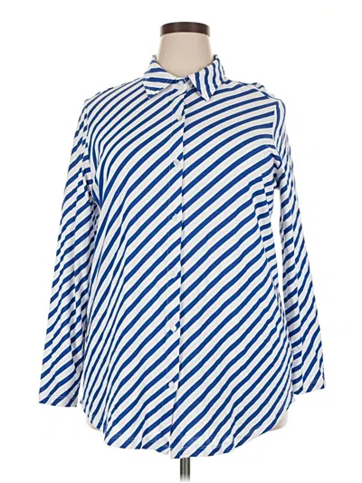 Pre-owned Jessica London Long Sleeve Button Down Shirt In Blue