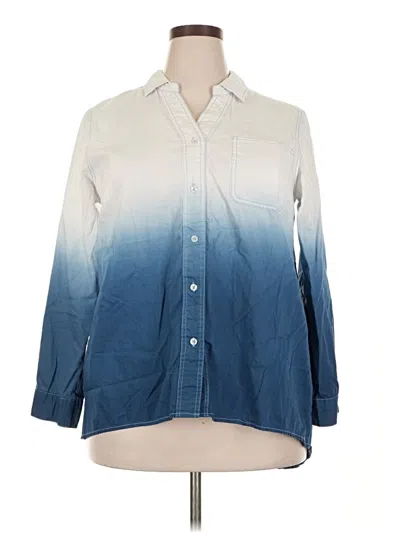 Pre-owned Jessica London Long Sleeve Button Down Shirt In Blue