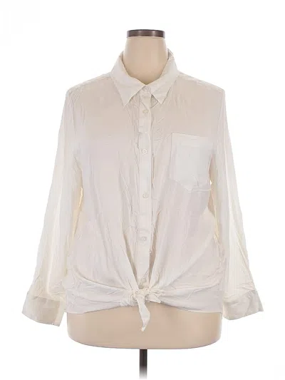 Pre-owned Jessica London Long Sleeve Button Down Shirt In White