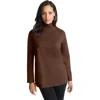 Jessica London Long Sleeve Mockneck Tee In Brown