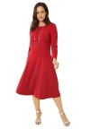 Jessica London Long Sleeve Stretch Ponte Dress In Red