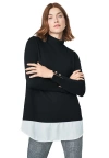 Jessica London Mixed Media Ponte Top In Black