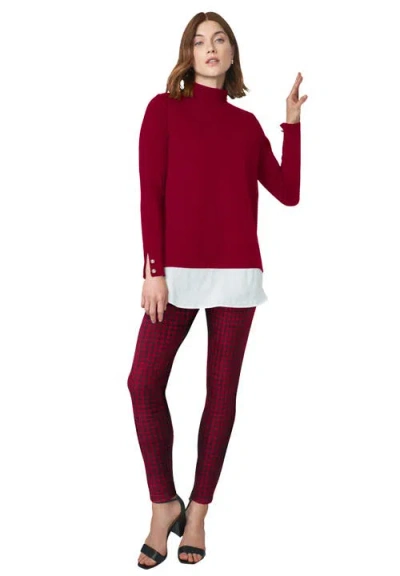Jessica London Mixed Media Ponte Top In Red