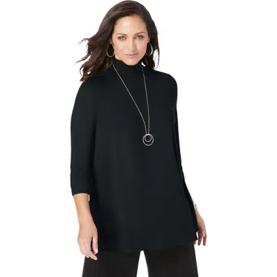 Jessica London Mockneck Swing Tunic In Black
