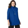 Jessica London Mockneck Swing Tunic In Blue
