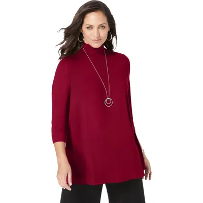 Jessica London Mockneck Swing Tunic In Burgundy