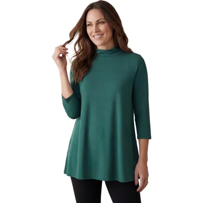Jessica London Mockneck Swing Tunic In Green
