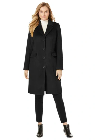 Jessica London Notch Collar Wool Coat In Black