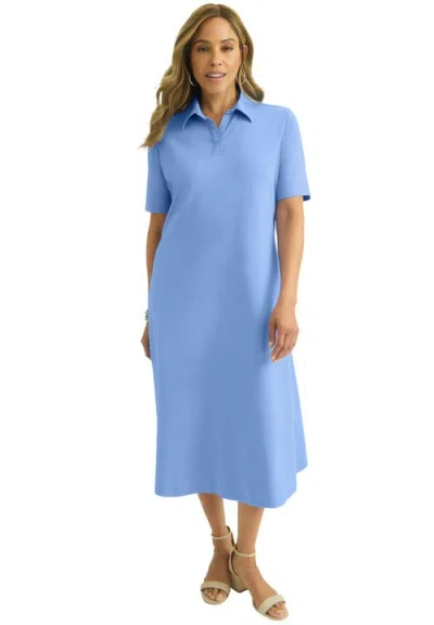 Jessica London Notch Neck Midi Dress In Blue