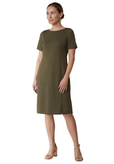 Jessica London Perfect Ease Short-sleeve Shift Dress In Multi