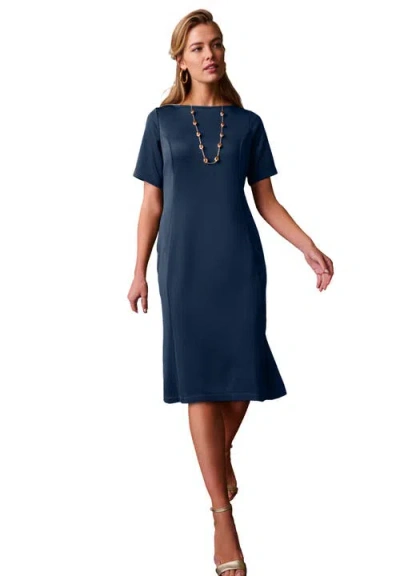 Jessica London Perfect Ease Short-sleeve Shift Dress In Multi