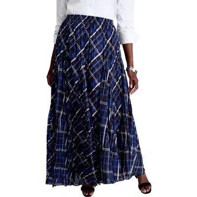 Jessica London Petite Flowing Crinkled Maxi Skirt In Blue