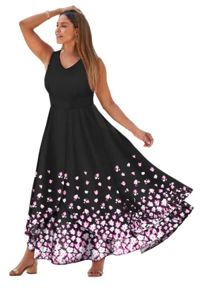 Jessica London Petite Georgette Flyaway Maxi Dress In Black