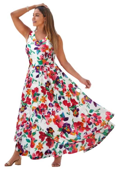 Jessica London Petite Georgette Flyaway Maxi Dress In White