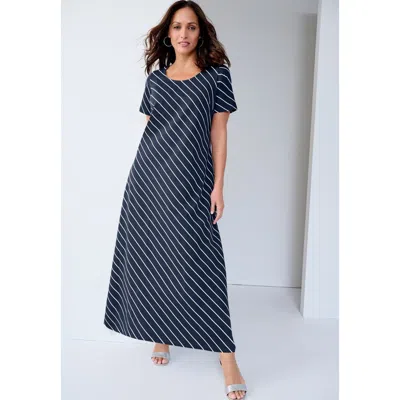 Jessica London Petite Stretch Cotton T-shirt Maxi Dress In Blue