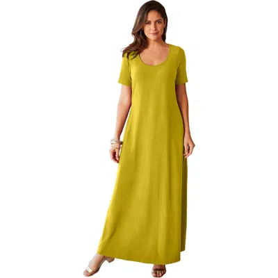 Jessica London Petite Stretch Cotton T-shirt Maxi Dress In Transparent
