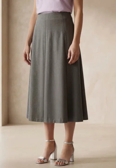 Jessica London Pleated A-line Skirt In Gray