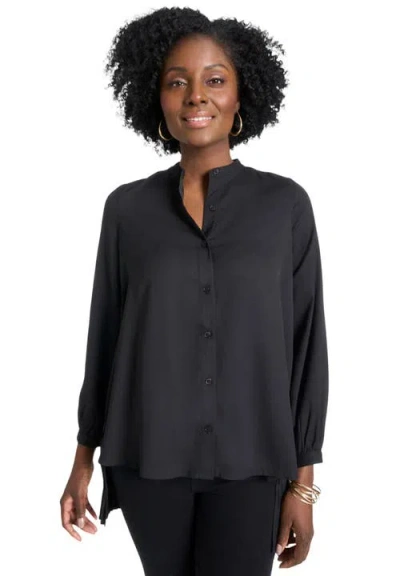 Jessica London Pleated Back Georgette Tunic In Black