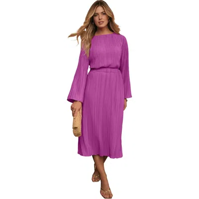 Jessica London Plisse Midi Skirt In Purple
