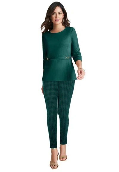 Jessica London Ponte Belted Top In Green