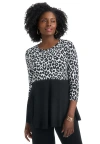 Jessica London Printed Yoke Trapeze Tee In Black