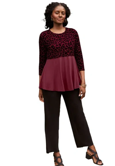 Jessica London Printed Yoke Trapeze Tee In Multi