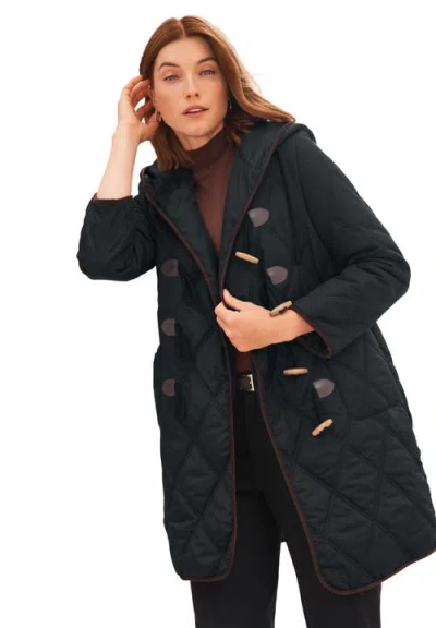 Jessica London Quilted Toggle Jacket In Black