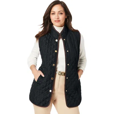 Jessica London Quilted Vest In Black