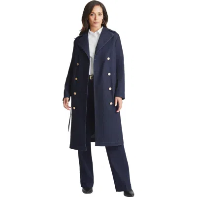 Jessica London Refined Denim Trench Coat In Blue