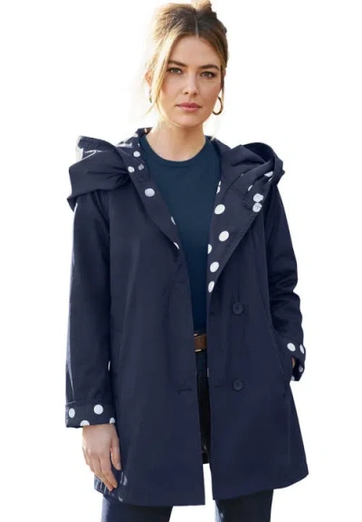 Jessica London Reversible A Line Raincoat In Blue