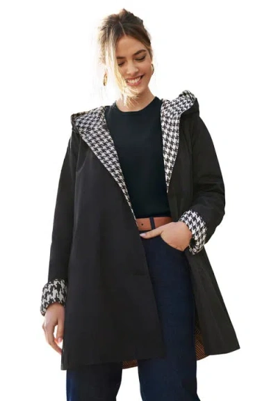 Jessica London Reversible A-line Raincoat In Black