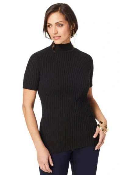 Jessica London Rib Mockneck Sweater In Black