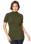 Jessica London Rib Mockneck Sweater In Green