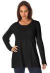 Jessica London Ribbed Baby Doll Tunic Sweater In Black