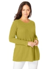 Jessica London Ribbed Baby Doll Tunic Sweater In Green