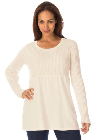 Jessica London Ribbed Baby Doll Tunic Sweater In Neutral