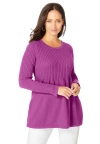 Jessica London Ribbed Baby Doll Tunic Sweater In Purple