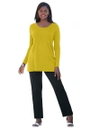 Jessica London Ribbed Baby Doll Tunic Sweater In Yellow