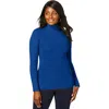 Jessica London Ribbed Cotton Turtleneck Sweater In Blue