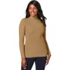 Jessica London Ribbed Cotton Turtleneck Sweater In Brown