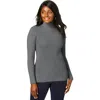 Jessica London Ribbed Cotton Turtleneck Sweater In Gray