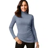 Jessica London Ribbed Cotton Turtleneck Sweater In Gray