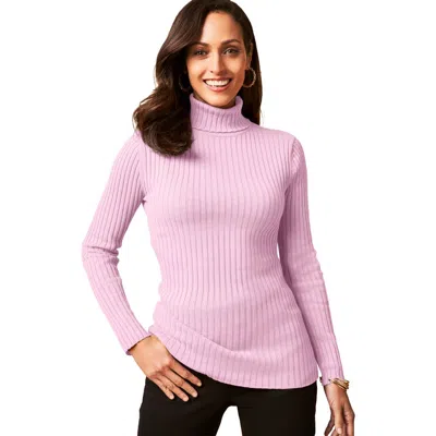 Jessica London Ribbed Cotton Turtleneck Sweater In Pink