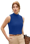 Jessica London Ribbed Sleeveless Shell In Blue