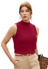Jessica London Ribbed Sleeveless Shell In Burgundy