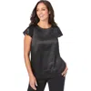 Jessica London Satin Blouse In Black