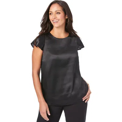 Jessica London Satin Blouse In Black