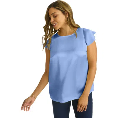 Jessica London Satin Blouse In Blue